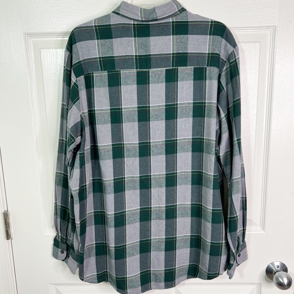 Club Room Plaid Flannel Long Sleeve Button Down Shirt Ivy League Green Sz XL - Picture 3 of 10